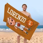 Asciugamano da spiaggia personalizzato in microfibra ad asciugatura rapida con nome e numero regalo per feste in piscina e spiaggia per uomini