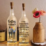 Personlig Besties Forever Leopard Print 2-4 Tecknade karaktärer LED-flasklampa med namn Bachelorette Party Födelsedagspresent för systrar Besties