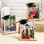 Personalised Tassel Bachelor Hat Wooden Photo Frame with Name and Base Desk Decorarion Class of 2025 Graduation Gift for Graduates