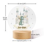 Veilleuse LED Acrylique avec Base en Bois Personnalisée Nom et Motif de Dragon Décoration de Chambre de Bébé Cadeau Anniversaire pour Enfants