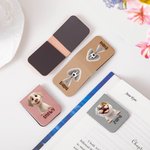 Personalized 3D Cartoon Dog Magnetic Leather Bookmark Clip with Name Reading Accessories Birthday Gift for Family Friends Pet Lovers