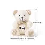 Ours en Peluche Miniature Personnalisé avec Nom Nœud Papillon à Carreaux Cadeau Anniversaire pour Enfants Bébé