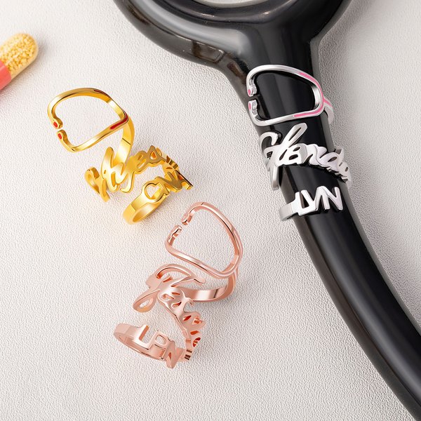 Personalised Name Tag Stethoscope Charm with Job Title Nurse Week Appreciation Gift for Doctor Nurse Medical Staff