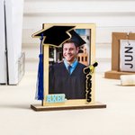 Personalised Tassel Bachelor Hat Wooden Photo Frame with Name and Base Desk Decorarion Class of 2025 Graduation Gift for Graduates
