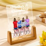 Gepersonaliseerd Cartoon Mamma en 1-4 Kinderen Voor Altijd Aan Elkaar Verbonden LED Nachtlampje met Naam en Houten Voet Home Decor Moederdag Cadeau voor Mamma Oma