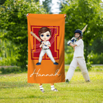 Henkilökohtainen Cartoon Baseball Tennis Character Quick Dry Ylimitoitettu rantapyyhe, jossa on nimi ja alkukirjaimet Kesäloma-allasjuhlalahja urheilun ystäville