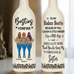 Personlig Besties Forever Leopard Print 2-4 Tecknade karaktärer LED-flasklampa med namn Bachelorette Party Födelsedagspresent för systrar Besties