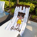 Asciugamano da spiaggia personalizzato ad asciugatura rapida con nome e bambino in stile cartone animato regalo per vacanze estive per ragazzi