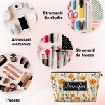 Borsa da trucco personalizzata con nome sfondo del fiore di nascita cambiabile accessorio da viaggio festa della mamma regalo per donne