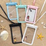 Personalized Summer Beach Cartoon Character Waterproof Phone Pouch with Name and Lanyard Water Activities Accessories Birthday Gift for Family Friends