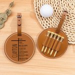 Personalized Cross You Are Chosen PU Leather Golf Bag Tag Tee Holder with Name Golf Accessory Birthday Gift for Christian Golf Player Lover