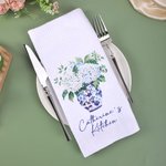 Personalisierte Hortensie Chinesisch-Stil blau und weiß Porzellan Waffel Geschirrtuch mit Text Hochzeit Braut Dusche Geschenk für sie