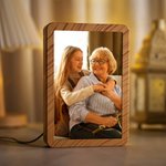 Henkilökohtainen 1-4 kuvaa Faux Wood Grain LED-valokuvakehys peili kolmivärinen himmennys vuosipäivä syntymäpäivä lomalahja pariskunnille perheille ystäville