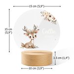 Veilleuse LED Personnalisée avec Motif d'Animaux et Nom Base en Bois Cadeau Naissance Anniversaire pour Bébé Nouveau-né