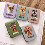 Personalized 3D Cartoon Dog Magnetic Leather Bookmark Clip with Name Reading Accessories Birthday Gift for Family Friends Pet Lovers