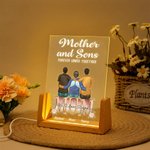 Gepersonaliseerd Cartoon Mamma en 1-4 Kinderen Voor Altijd Aan Elkaar Verbonden LED Nachtlampje met Naam en Houten Voet Home Decor Moederdag Cadeau voor Mamma Oma