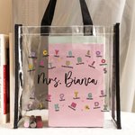 Borsa tote trasparente personalizzato con nome energia e ottimismo impermeabile regalo di compleanno per insegnanti famiglia e amico