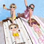 Asciugamano da spiaggia personalizzato ad asciugatura rapida con nome e bambino in stile cartone animato regalo per vacanze estive per ragazzi