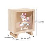 Tirelire en Bois Personnalisée avec Licorne Fantastique et Nom Décoration de Chambre Cadeau d'Anniversaire Baby Shower pour Enfants