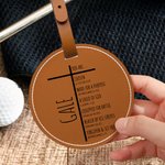 Personalized Cross You Are Chosen PU Leather Golf Bag Tag Tee Holder with Name Golf Accessory Birthday Gift for Christian Golf Player Lover