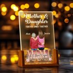 Gepersonaliseerd Cartoon Mamma en 1-4 Kinderen Voor Altijd Aan Elkaar Verbonden LED Nachtlampje met Naam en Houten Voet Home Decor Moederdag Cadeau voor Mamma Oma