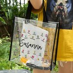 Borsa tote trasparente personalizzato con nome energia e ottimismo impermeabile regalo di compleanno per insegnanti famiglia e amico