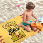 Personalized Baseball Faux Sequins Quick Drying Beach Towel with Name and Number Game Day Birthday Gift for Baseball Lovers