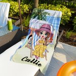 Serviette de Plage Personnalisée avec Personnage de Dessin Animé et Nom Accessoire Séchage Rapide Cadeau Anniversaire Vacances d'Été pour Famille Amis