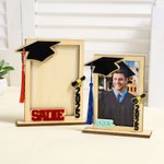 Personalised Tassel Bachelor Hat Wooden Photo Frame with Name and Base Desk Decorarion Class of 2025 Graduation Gift for Graduates