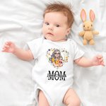 Personalized Heart Shaped Wreath Cartoon Mom and Kid Bodysuit T-shirt Set with Names Mother's Day Birthday Gift for Mom