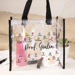 Borsa tote trasparente personalizzato con nome energia e ottimismo impermeabile regalo di compleanno per insegnanti famiglia e amico