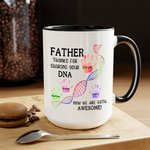 Personalized Dad Thanks For Sharing Your DNA Handprint 11 oz 15 oz Ceramic Mug with 1-6 Names and Title Father's Day Gift for Dad Grandpa