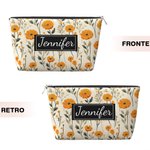 Borsa da trucco personalizzata con nome sfondo del fiore di nascita cambiabile accessorio da viaggio festa della mamma regalo per donne