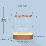 Veilleuse LED en Forme de Cœur Personnalisée avec 1 à 12 Fleurs de Naissance Noms Titre et Texte Cadeau Fête des Mères pour Maman Grand-Mère