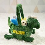 Personalized Easter Basket Dinosaur Plush Basket  Tyrannosaurus for Kids