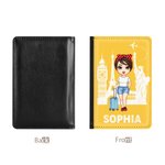 Personalized Multicolor Cartoon Character Leather Passport Holder with Name Travel Accessories Birthday Gift for Travel Lover