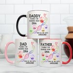 Personalized Dad Thanks For Sharing Your DNA Handprint 11 oz 15 oz Ceramic Mug with 1-6 Names and Title Father's Day Gift for Dad Grandpa