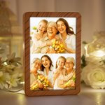 Henkilökohtainen 1-4 kuvaa Faux Wood Grain LED-valokuvakehys peili kolmivärinen himmennys vuosipäivä syntymäpäivä lomalahja pariskunnille perheille ystäville