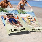 Serviette de Plage Personnalisée avec Personnage de Dessin Animé et Nom Accessoire Séchage Rapide Cadeau Anniversaire Vacances d'Été pour Famille Amis
