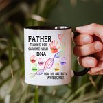 Personalized Dad Thanks For Sharing Your DNA Handprint 11 oz 15 oz Ceramic Mug with 1-6 Names and Title Father's Day Gift for Dad Grandpa