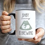 Personalized Baby is Brewing B-ultrasound Pregnancy Announcement Ceramic Mug with Name and Year Mother's Day Father's Day Gift for Expecting Parents