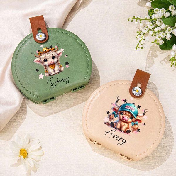 Kit de couture portable personnalisé avec nom Vache des Highlands Boîte de rangement Outils de couture Fournitures Cadeau d'anniversaire pour tailleur Amoureux de la couture