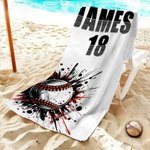 Personalized Graffiti Bomb Baseball Oversized Quick Dry Beach Towel with Name and Number Beach Accessories Birthday Gift for Baseball Lover