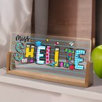 Personalised Teacher Element Acrylic LED Night Light with Wooden Base Office Decor Teacher's Day Appreciation Gift for Teacher