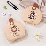 Personifierad söt Highland Cow Portabel sybehörssats Förvaringslåda med namn Sömnadsverktyg Tillbehör Födelsedagspresent för skräddare sömnad älskare