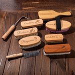 Personalized Engraved Wooden Brush Comb Hoof Pick Horse Grooming Kit with Name 9 Pcs Equine Care Supplies Equestrian Gift for Horse Trainers Lovers