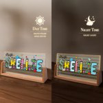 Personalised Teacher Element Acrylic LED Night Light with Wooden Base Office Decor Teacher's Day Appreciation Gift for Teacher