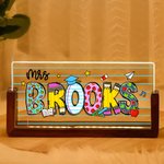 Personalised Teacher Element Acrylic LED Night Light with Wooden Base Office Decor Teacher's Day Appreciation Gift for Teacher