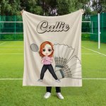 Personalized Softball Baseball Cartoon Character Soft Throw Blanket with Name and Number Home Decor Birthday Gift for Sport Lovers