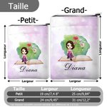 Pochette Livre Personnalisé avec Nom et Personnage Accessoire avec Fermeture Éclair Cadeau d'Anniversaire pour Amoureux de Lecture